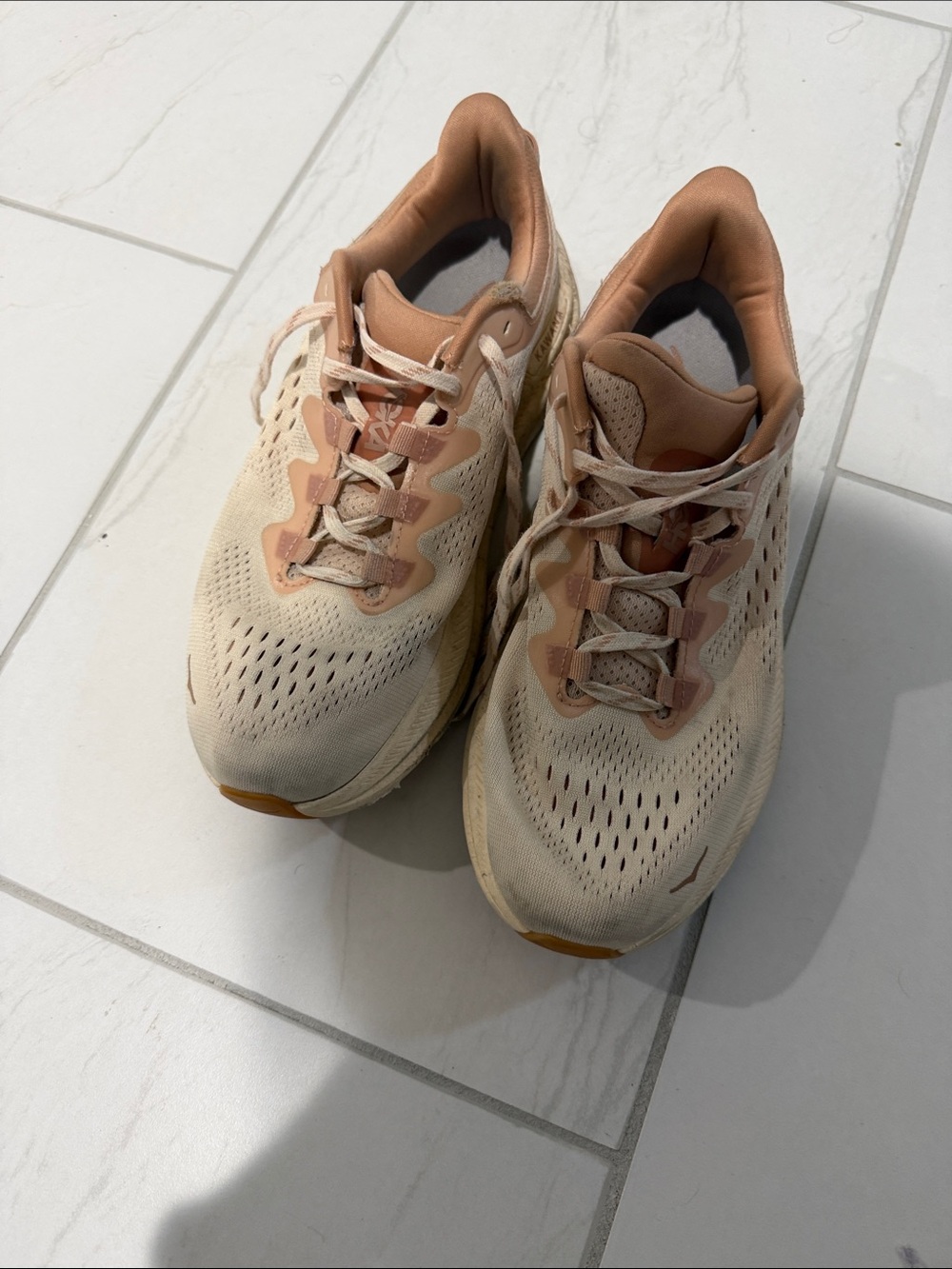 Hoka One One Women's Cream and Blush Running Shoes